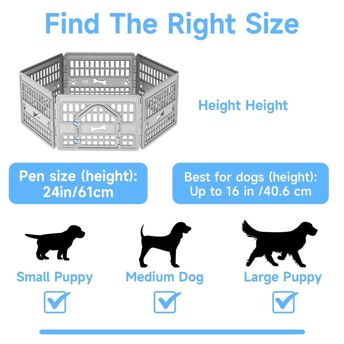 6 Panel Plastic Pet Playpen With Door For Small Dogs