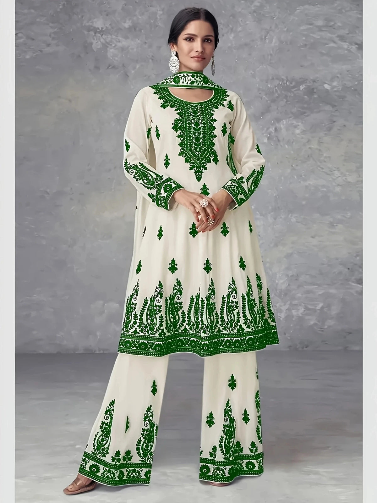 Women Plus Size Ethnic Style Three Piece Printed Outfit Set
