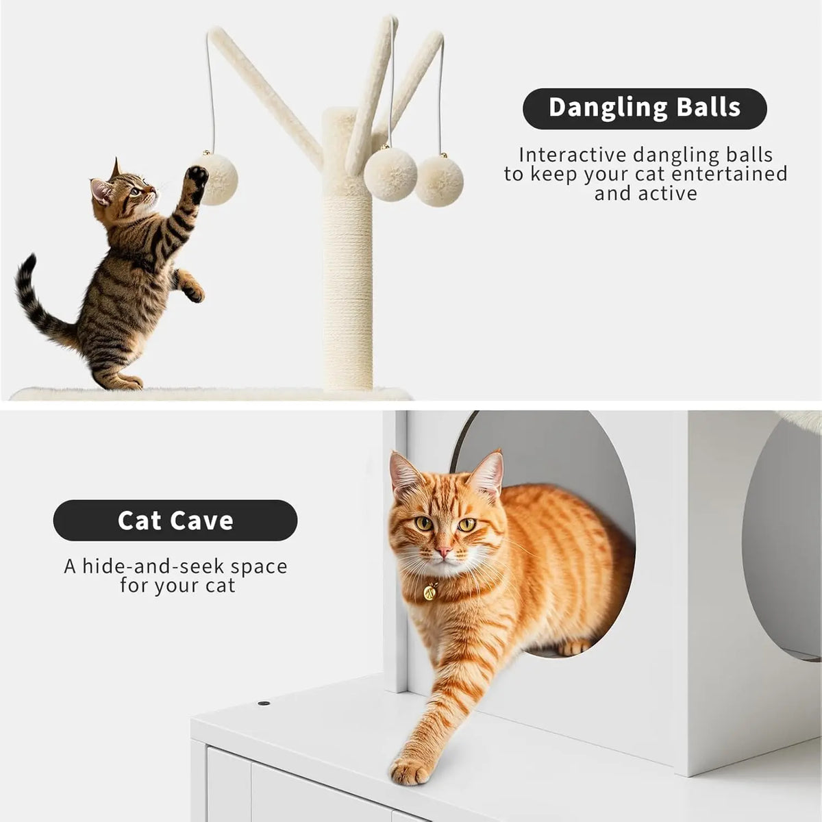 Twister CK Wooden Cat Tower Concealed Litter Box Unit