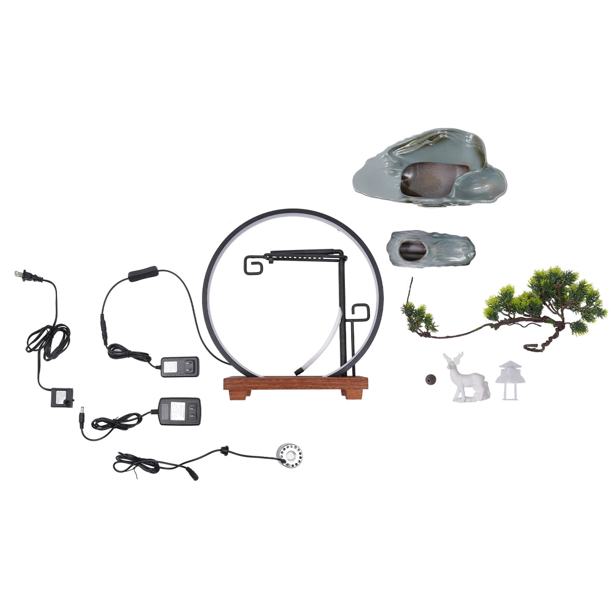 Bymaocar Ceramic Bonsai Desk Fountain With Led Light