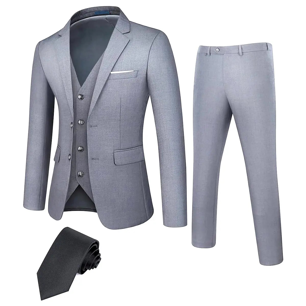 Men's Business Suit Set With Jacket And Trousers