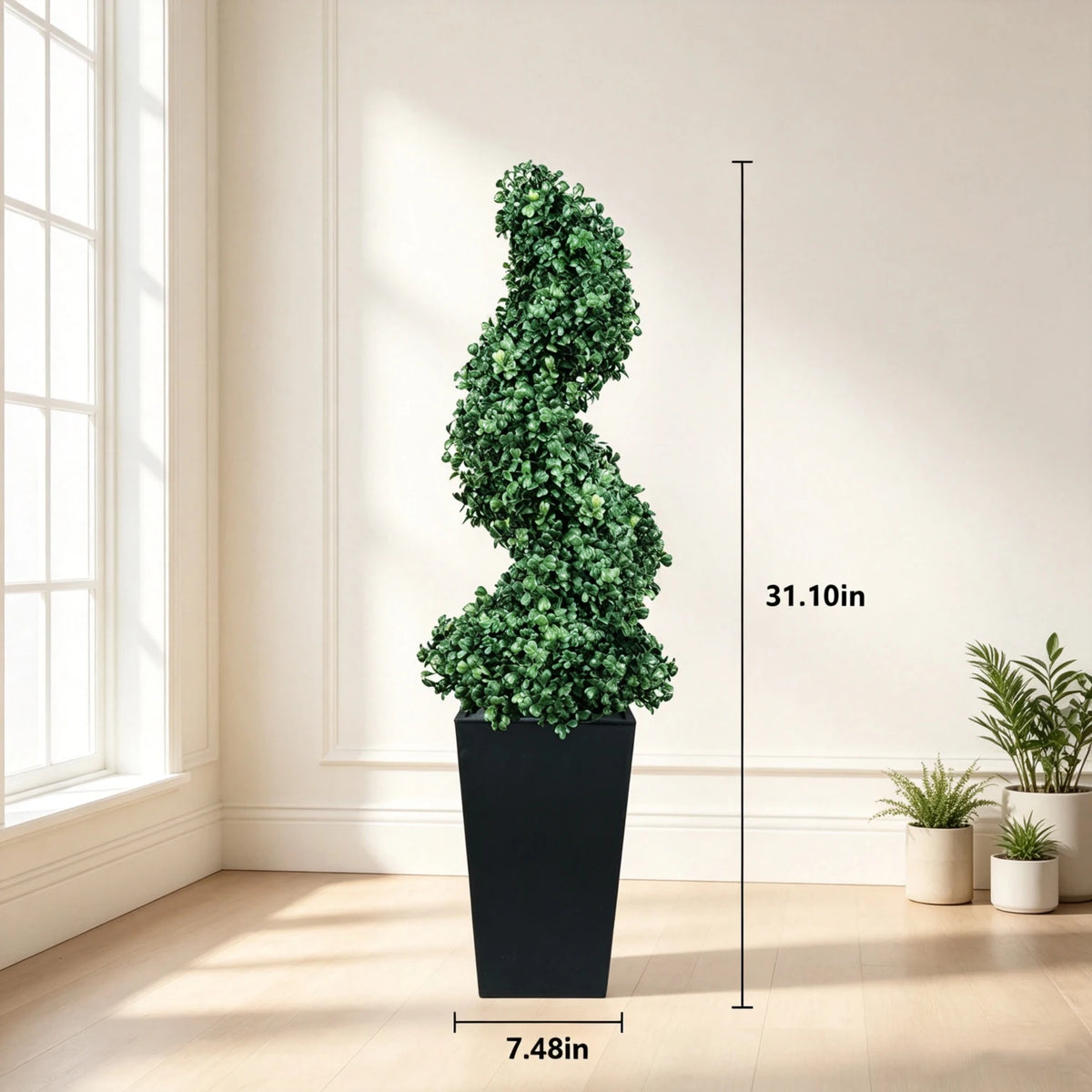 Olitree Artificial Boxwood Spiral Topiary Trees With Planter