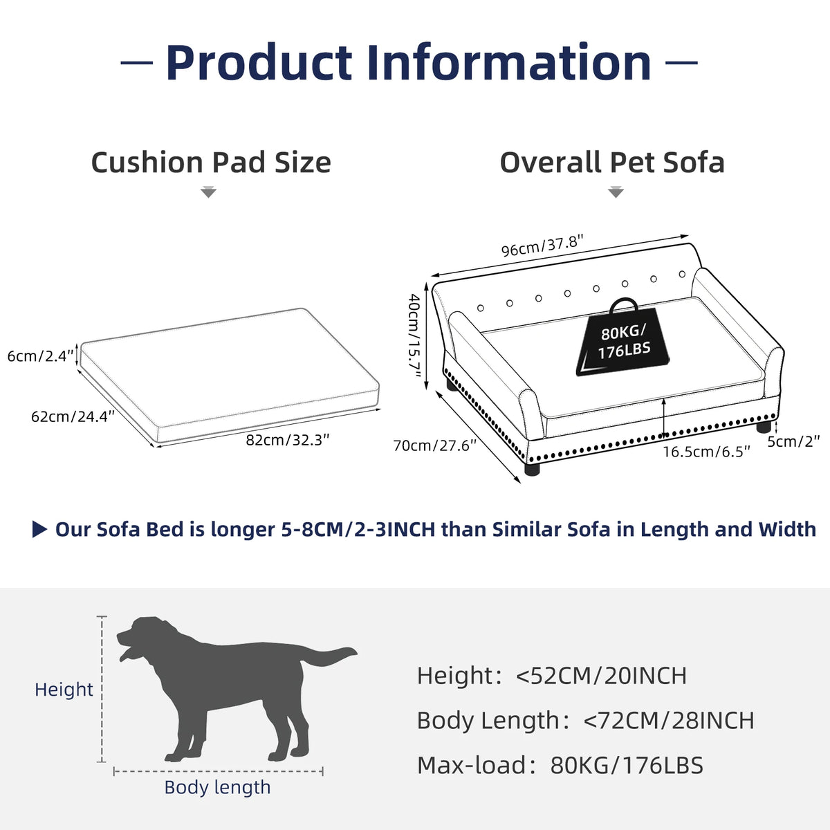 Bingopaw Elevated Dog Sofa Couch With Removable Cushion