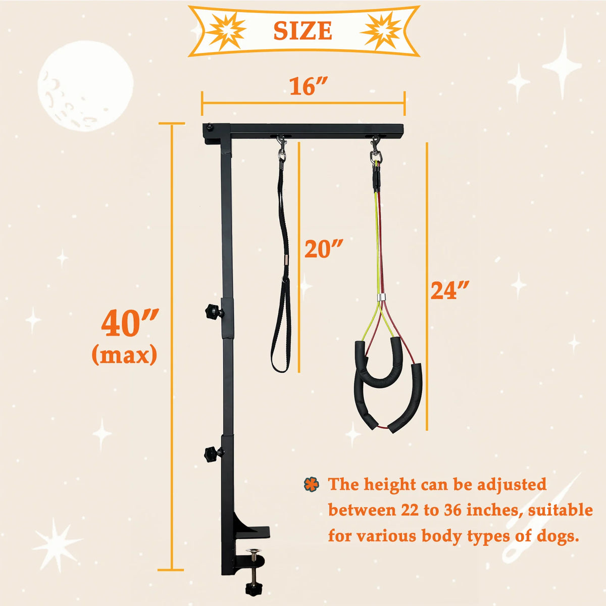 Adjustable Height Dog Grooming Arm With Clamp And Loop