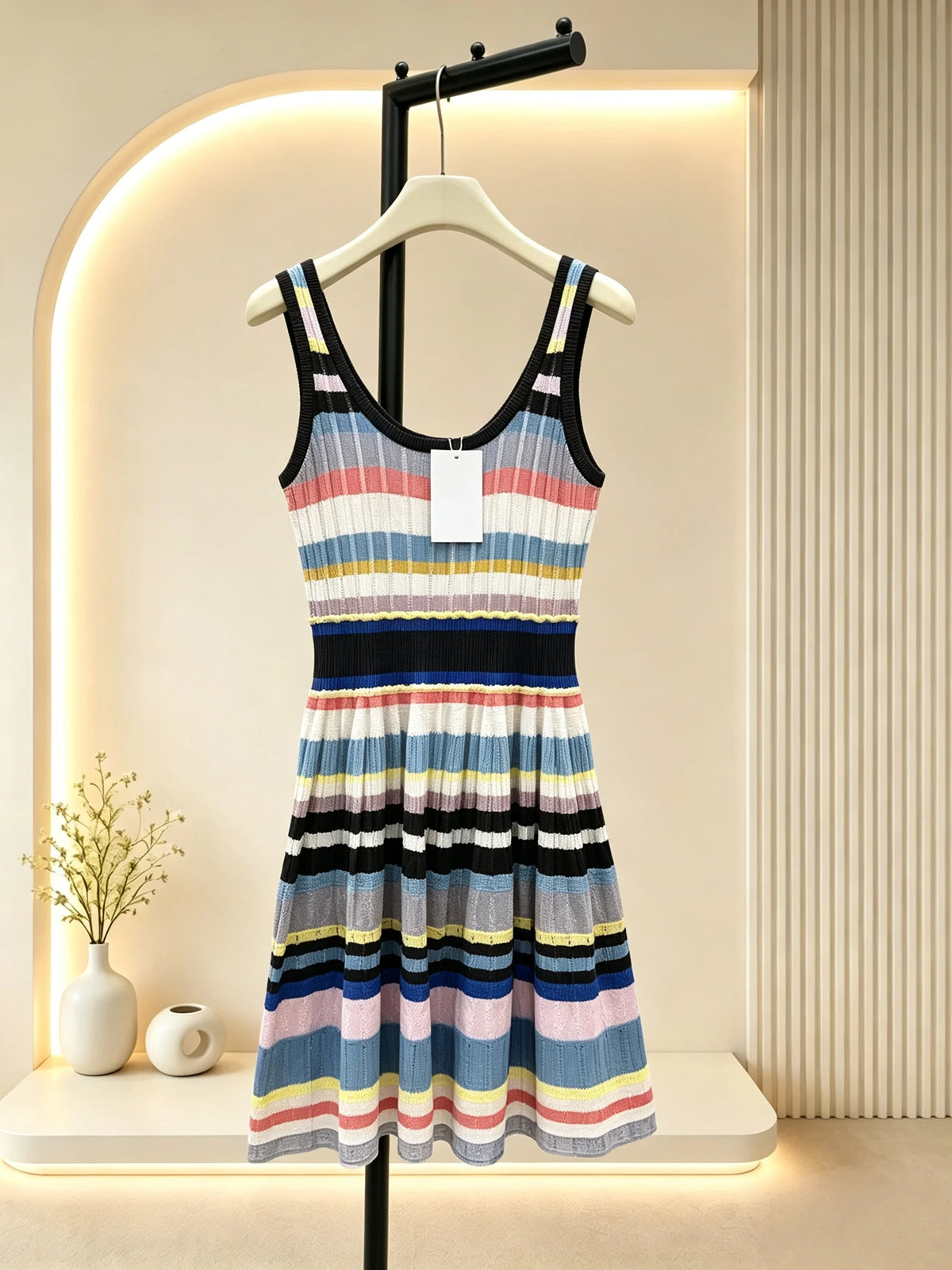 Women Knit Camisole And Minisket Set Multi Tone
