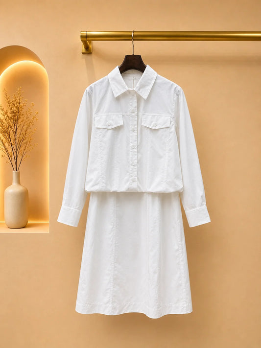 Mid-Age Women Casual Midi Dress Cotton Blended