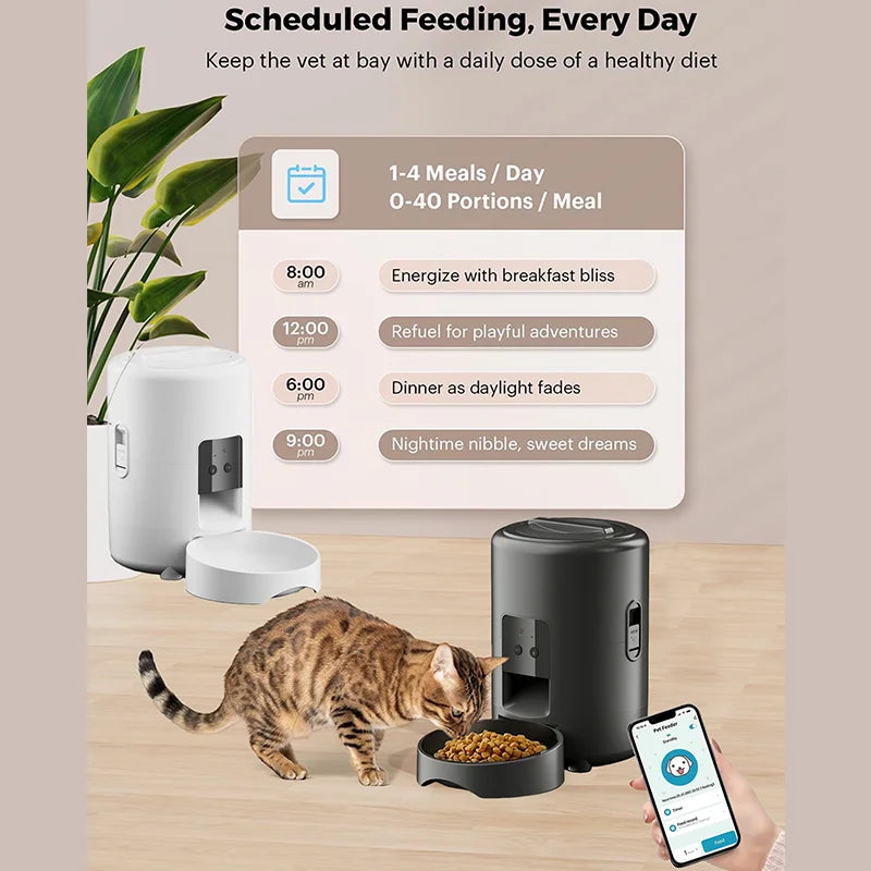 2L Smart Automatic Pet Feeder With WiFi App For Cats And Dogs