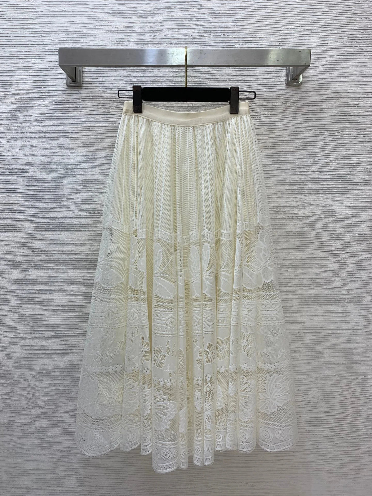 Women Two Piece Set Floral Butterfly Embroidery Midi Skirt