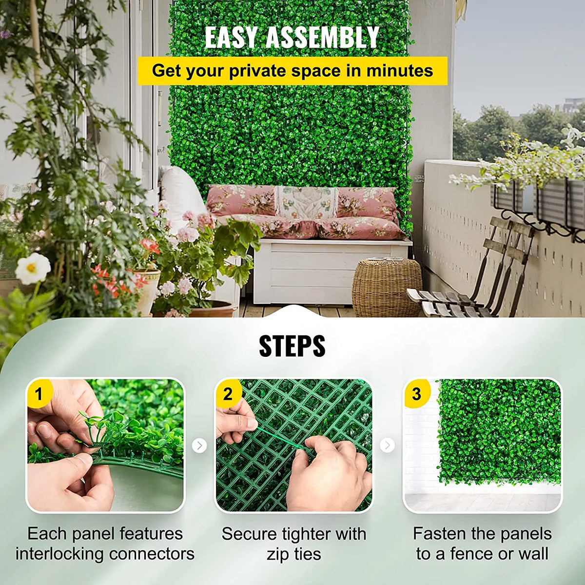 SucceBuy Boxwood Hedge Wall Panel Home Decor Privacy Screen