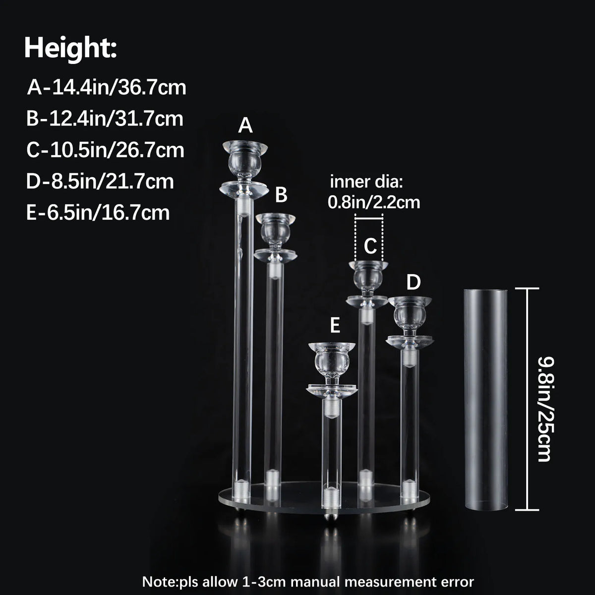 Vincigant Acrylic Candlestick Holder Wedding Table Decor Set