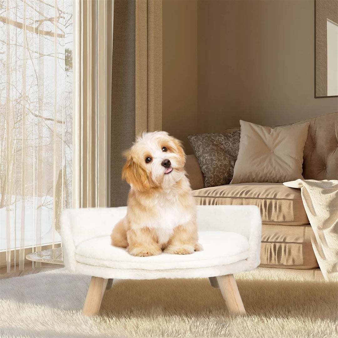 BINGOPAW Luxury Plush Cat Bed Nesting Chair With Wood Legs Waterproof Cushion