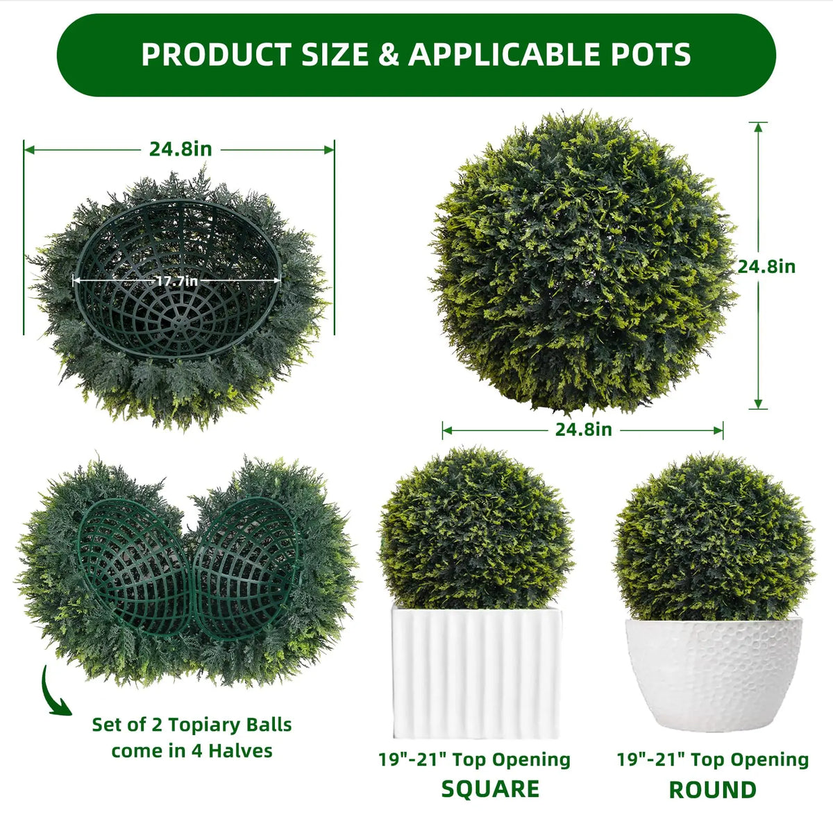 Studyset Set Of 2 Artificial Green Outdoor Topiary Balls