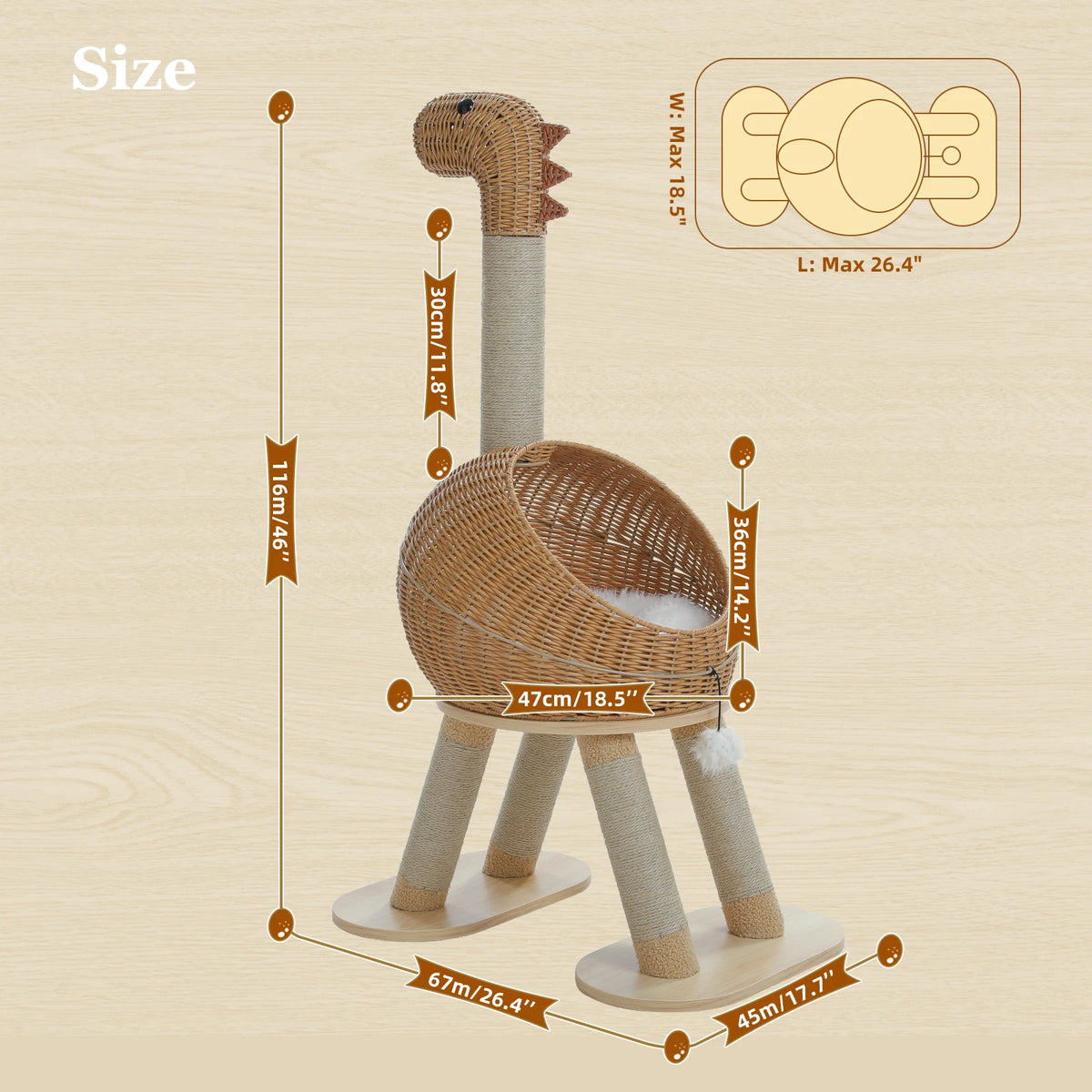Pawz Road Dinosaur Cat Tree Tower With Sisal Post