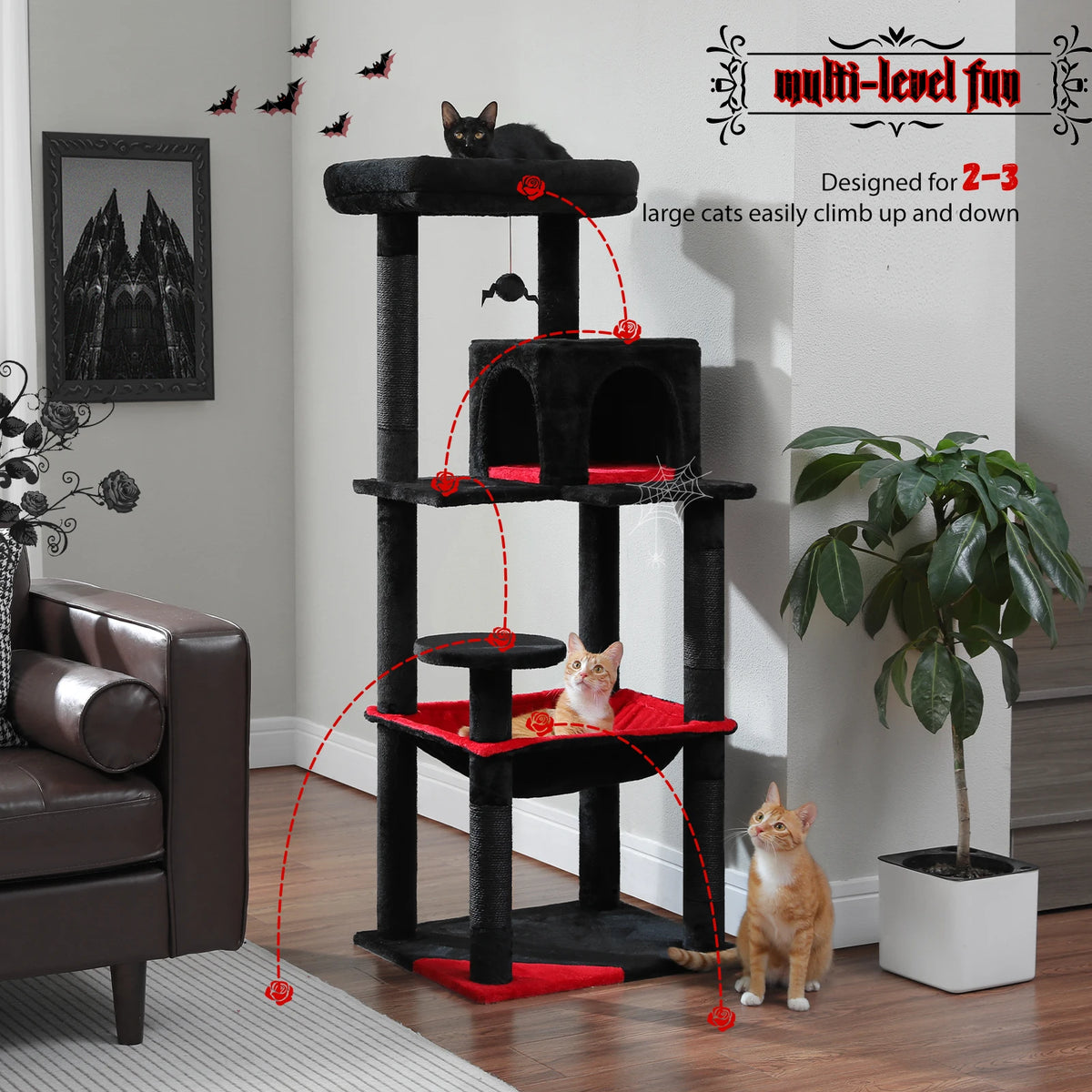 PAWZ Road 5 Level Cat Tree With Hammock And Sisal Posts