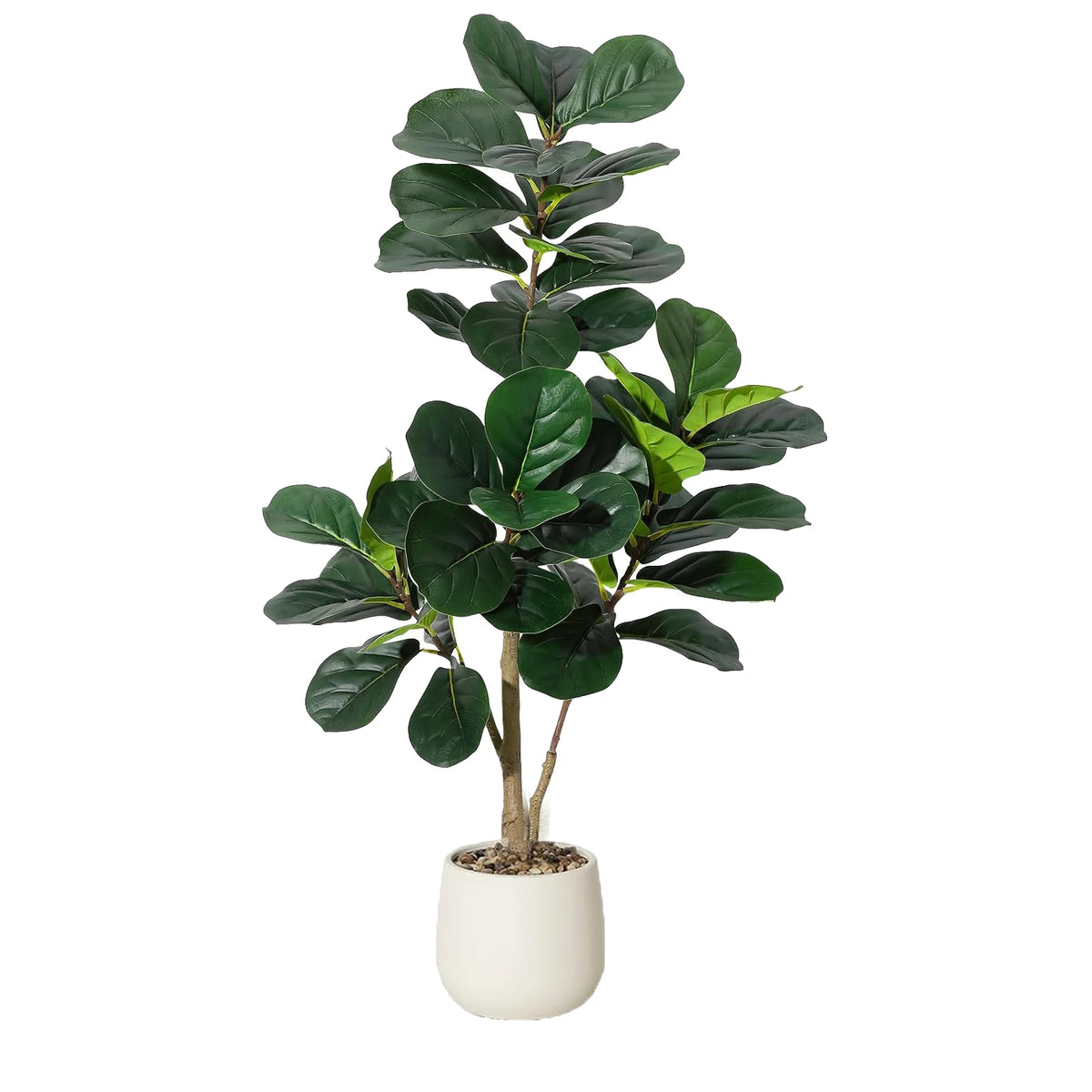 Himiss Artificial Fiddle Leaf Fig Tree In White Planter