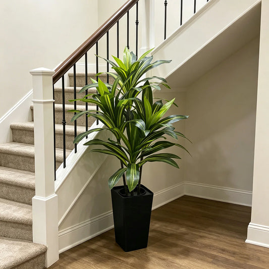 Himiss 120cm Artificial Dracaena Tree With Tall Planter Indoor Floor Decor