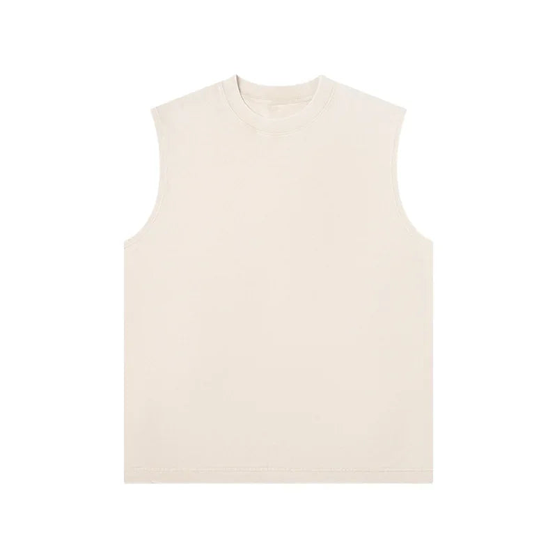 Pure Cotton Sleeveless Vest For Men Retro Washed Distressed Style