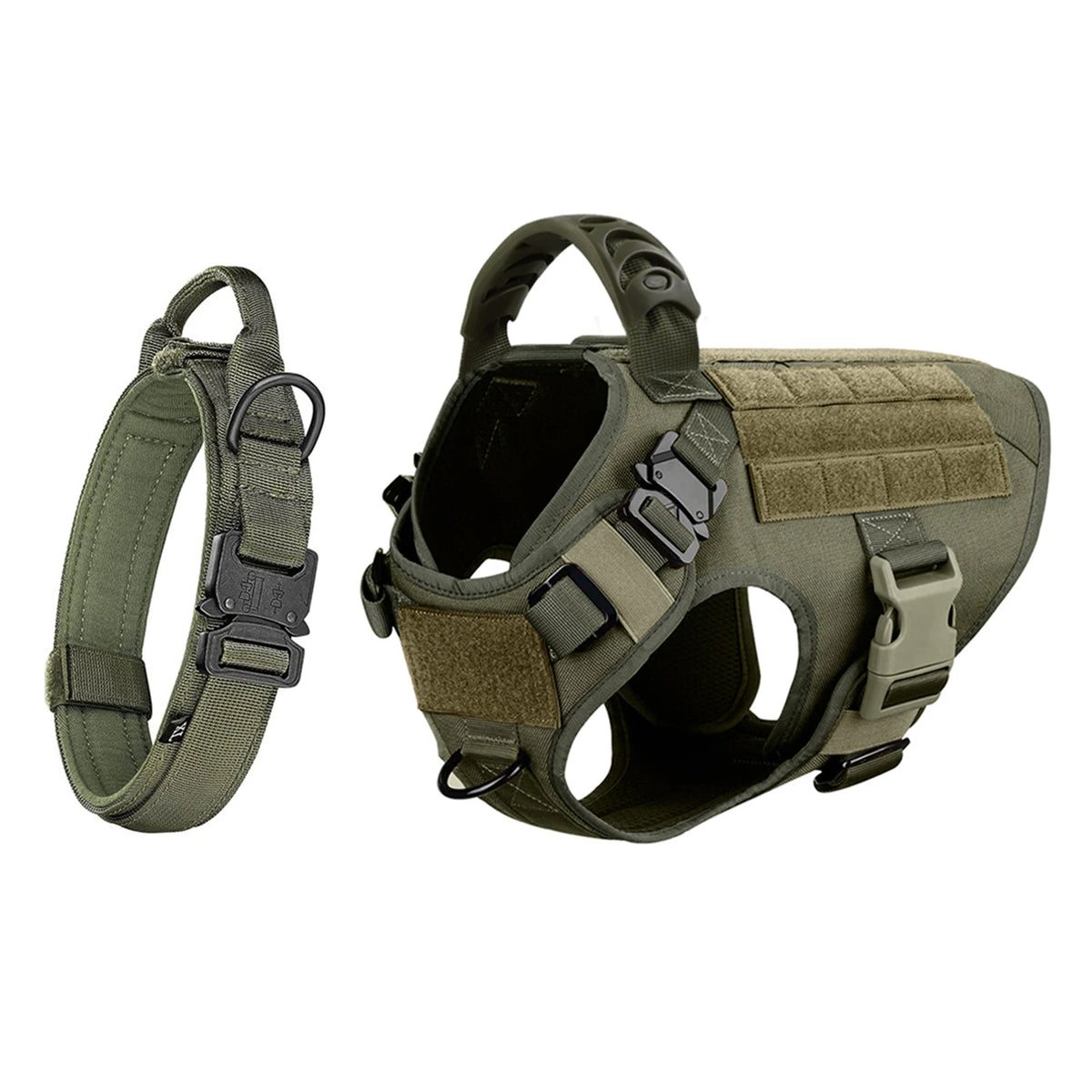 Adjustable Tactical Dog Harness And Collar Set For All Stages