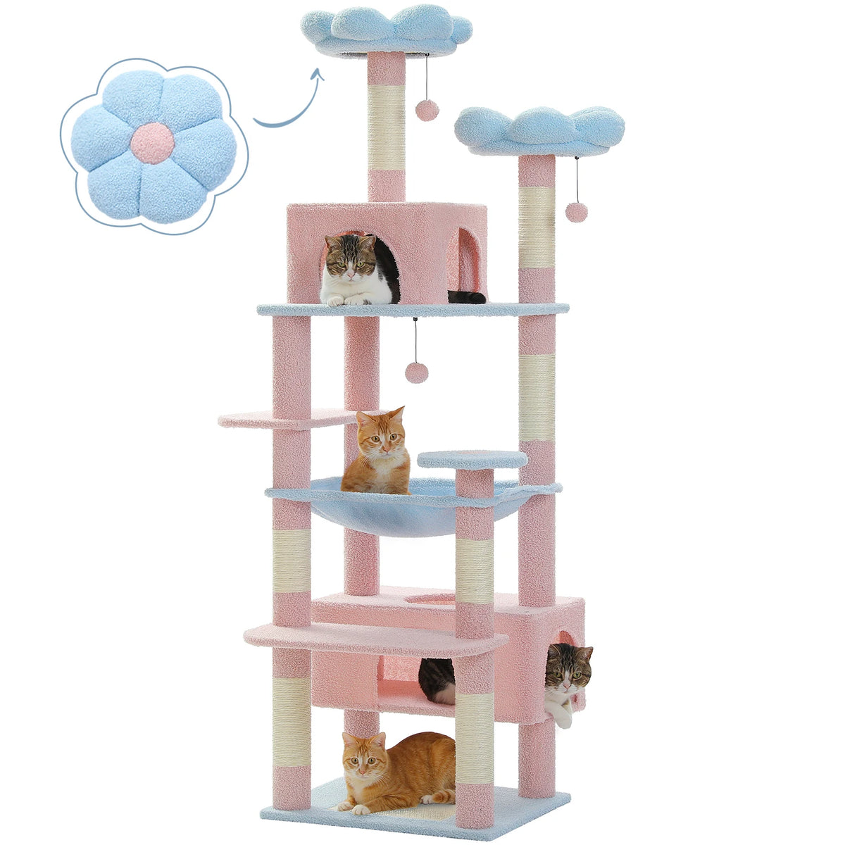 Petepala Cat Tree Tower With Sisal Scratching Posts And Hammock