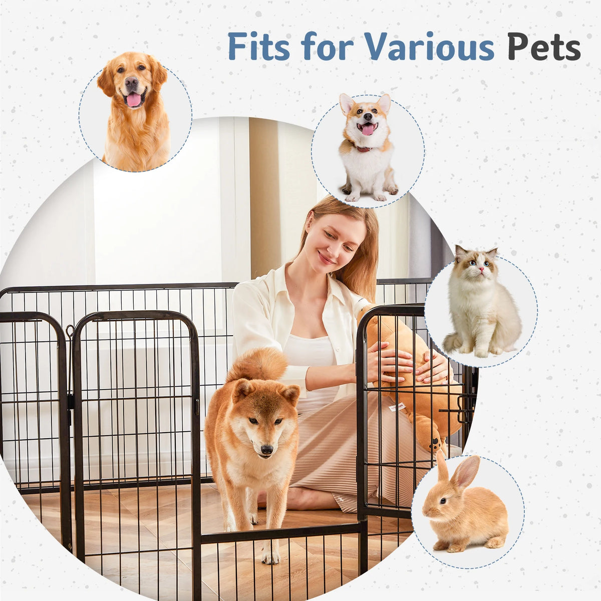 JHK Metal 8 Panel Dog Playpen Foldable Exercise Fence
