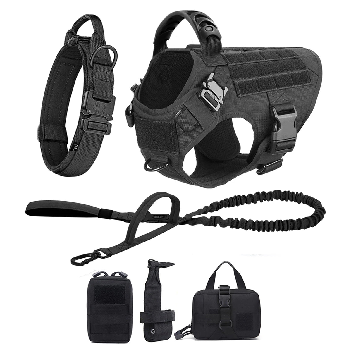 Padded Nylon Dog Harness And Leash Set With Quick Release Buckle For Training Walking Large Dogs