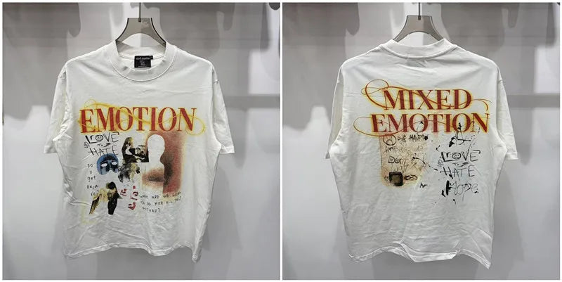 Mixed Emotion Rhinestone Cartoon Print Cotton T Shirt Men Women