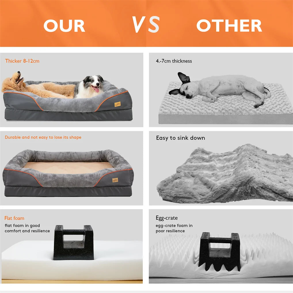 Borwart Jumbo Orthopedic Memory Foam Dog Bed With Removable Cover