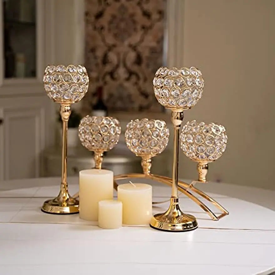 Vincigant Three Arm Tealight Candle Holder Stand Centerpiece