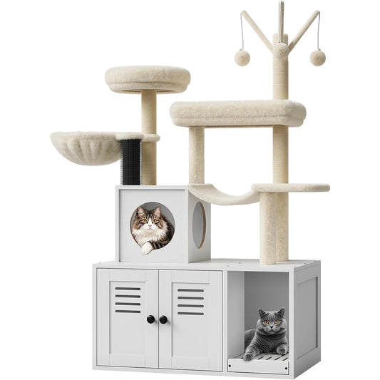 Twister CK Wooden Cat Tower Concealed Litter Box Unit