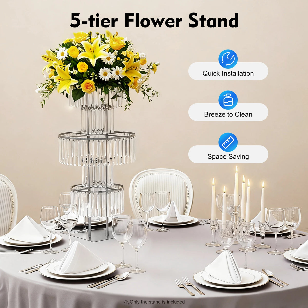 Acrylic Crystal Flower Vase Rack Stand Wedding Centerpiece Display Holder