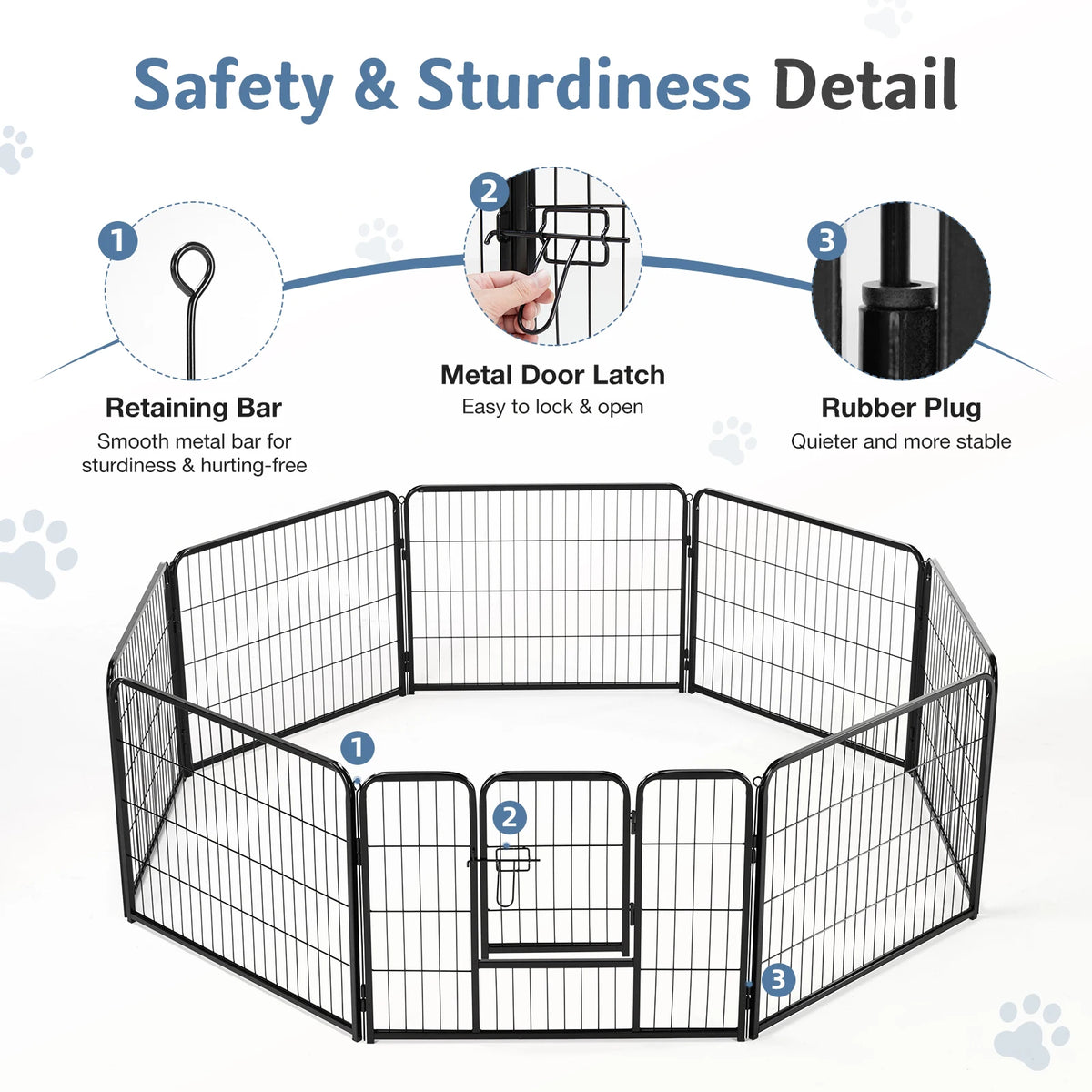 JHK Metal 8 Panel Dog Playpen Foldable Exercise Fence