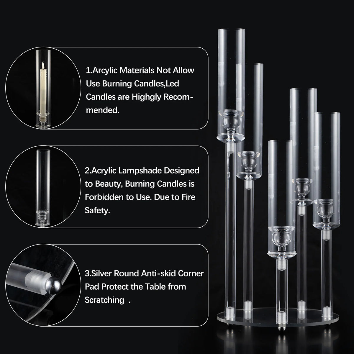 Vincigant Acrylic Candlestick Holder Wedding Table Decor Set