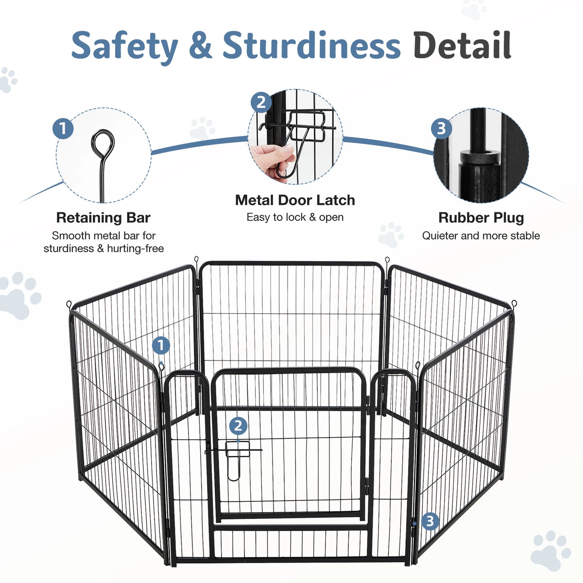 Jhk 6 Panel Metal Foldable Dog Playpen Fence
