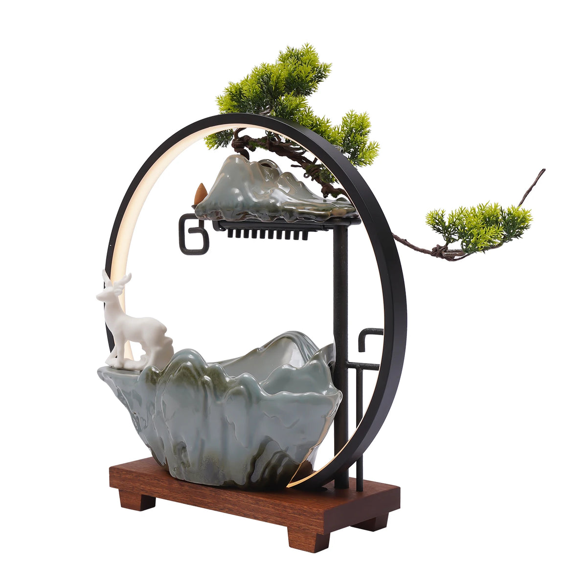 Bymaocar Ceramic Bonsai Desk Fountain With Led Light