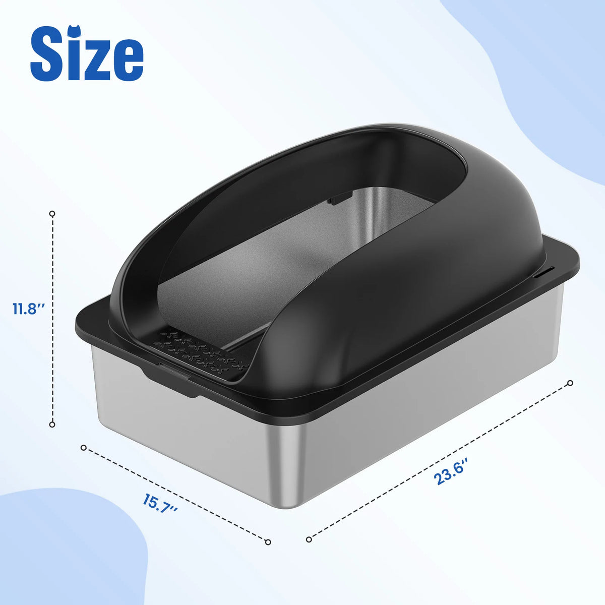 JHK Stainless Steel Large Cat Litter Box With Lid And Mat