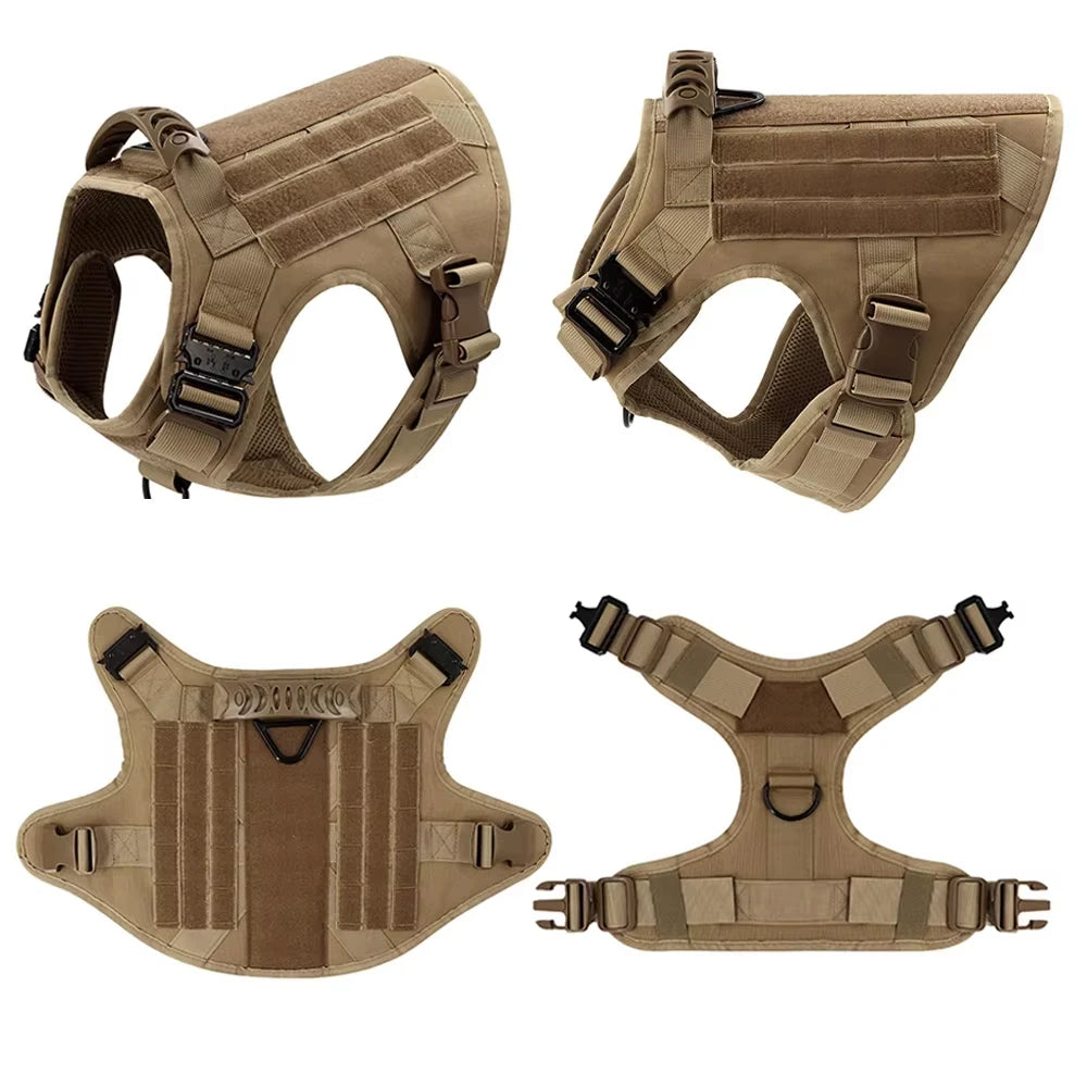 Adjustable Tactical Dog Harness Collar And Leash Set
