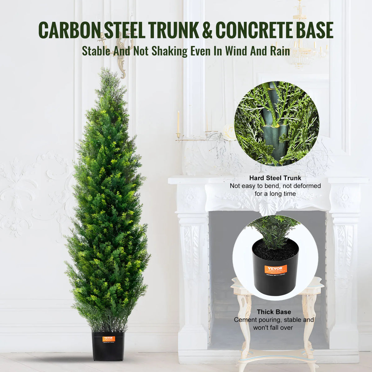 SucceBuy Artificial Cedar Topiary Tree Evergreen Fake Cypress Decor