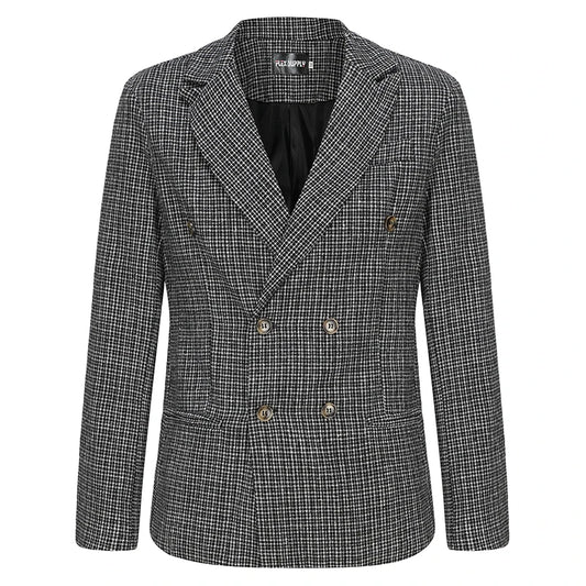 Men's Classic Plaid Blazer Jacket With Notched Lapel Two Button