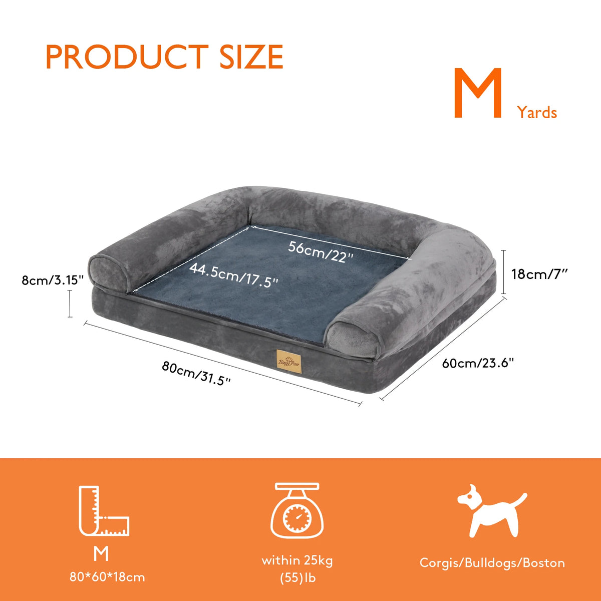 Bingopaw Orthopedic Extra Large Dog Bed With Washable Cotton Cover