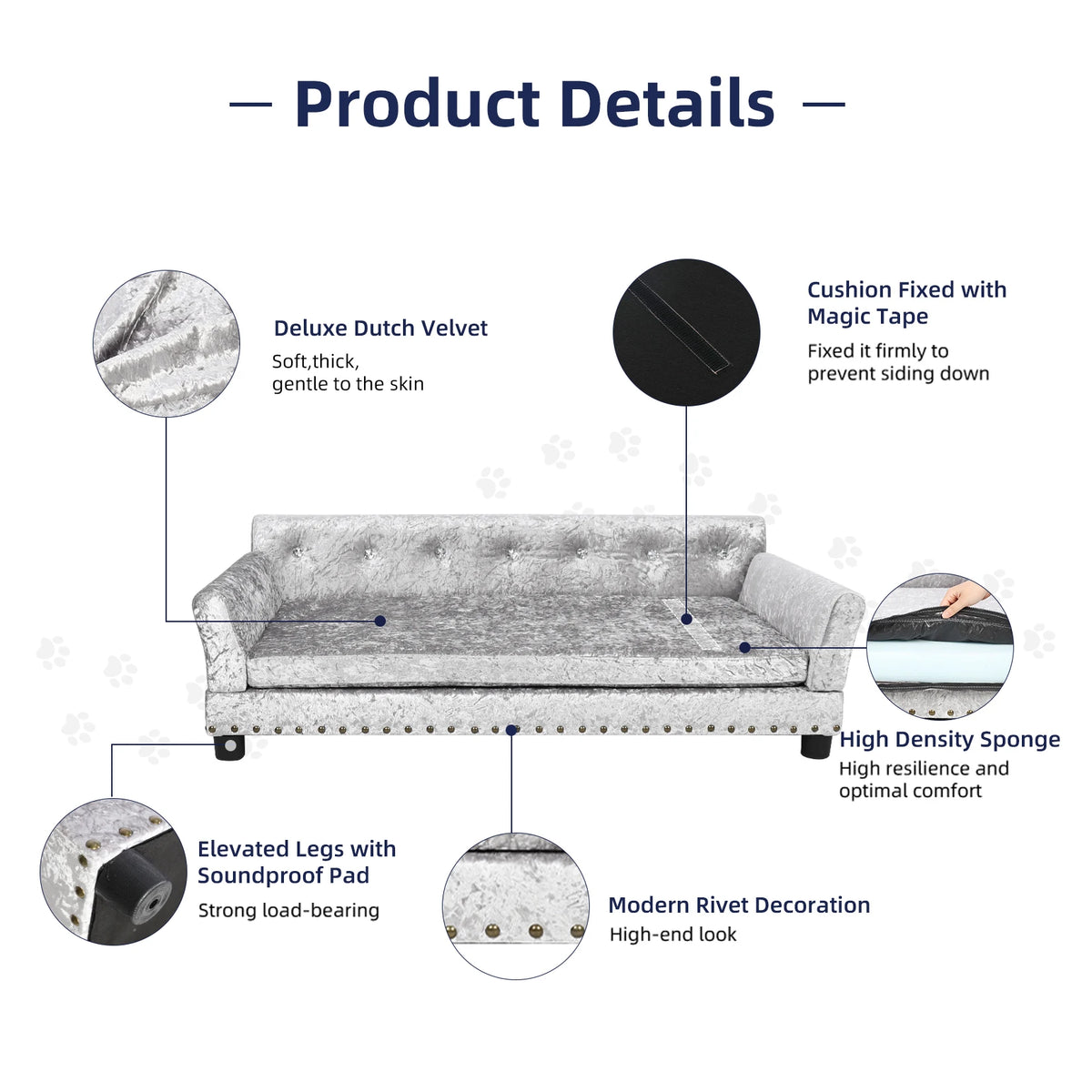 Bingopaw Elevated Dog Sofa Couch With Removable Cushion
