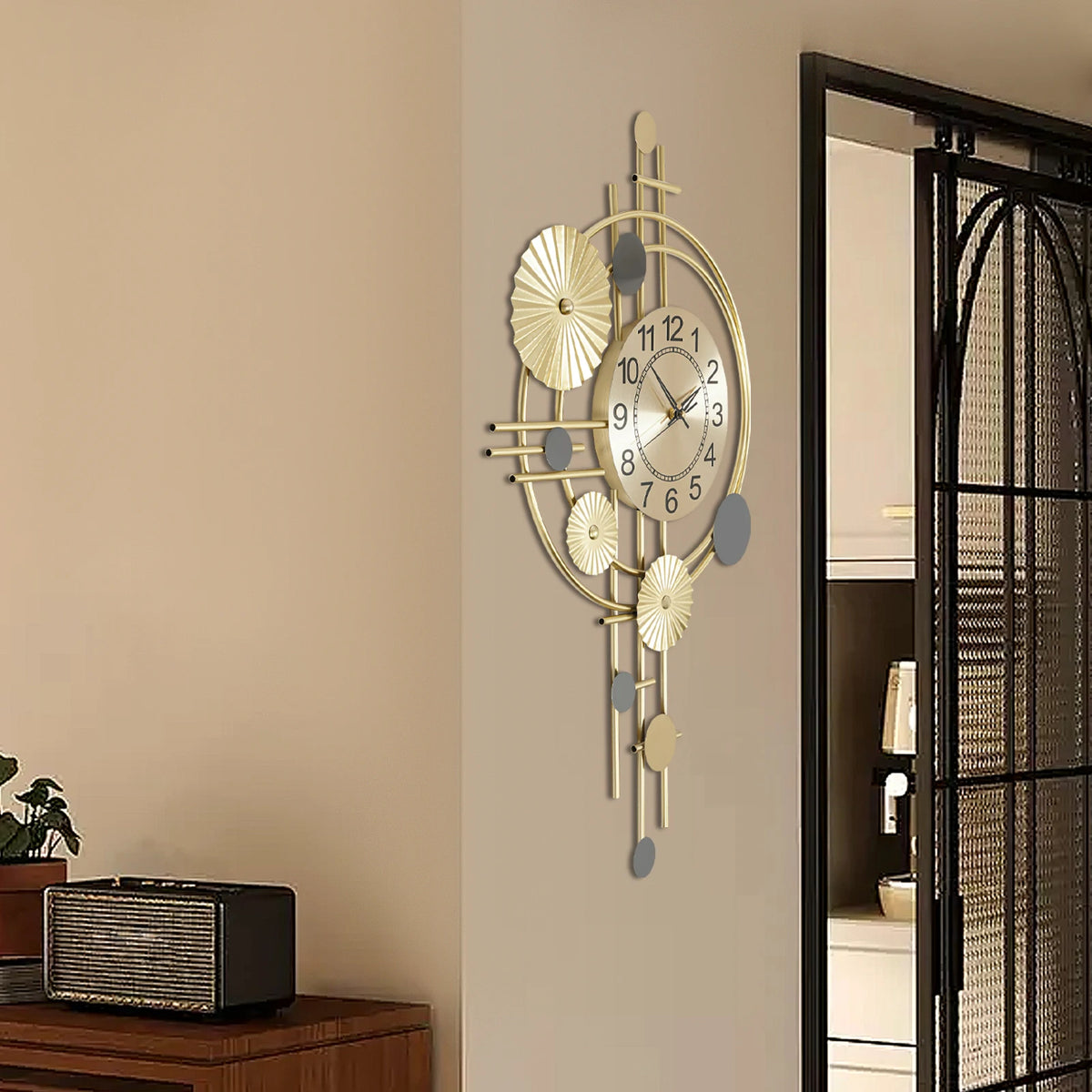 Golden Modern Decorative Wall Clock For Home Office