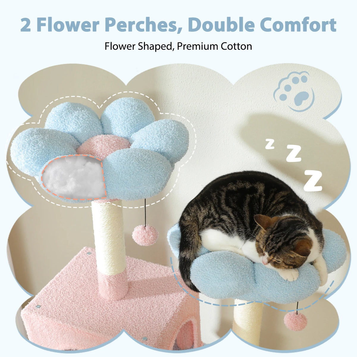 Petepala Cat Tree Tower With Sisal Scratching Posts And Hammock
