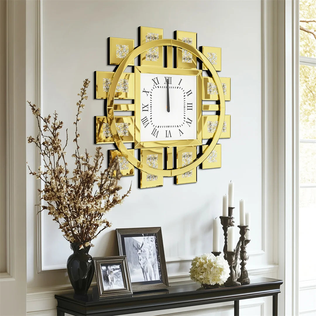Decorative 60CM Resin Crystal Wall Clock Battery Operated