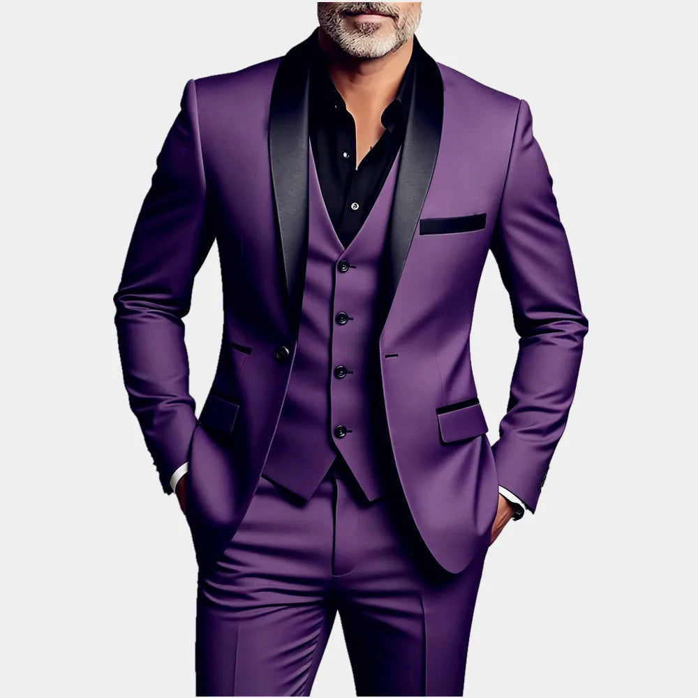Mens Wedding Best Man Dress Suit Regular Fit Lapel Collar