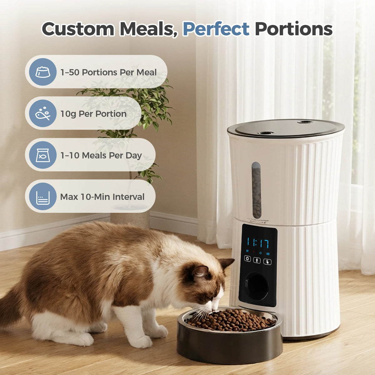 Jhk 4L Automatic Wifi App Controlled Cat Food Feeder