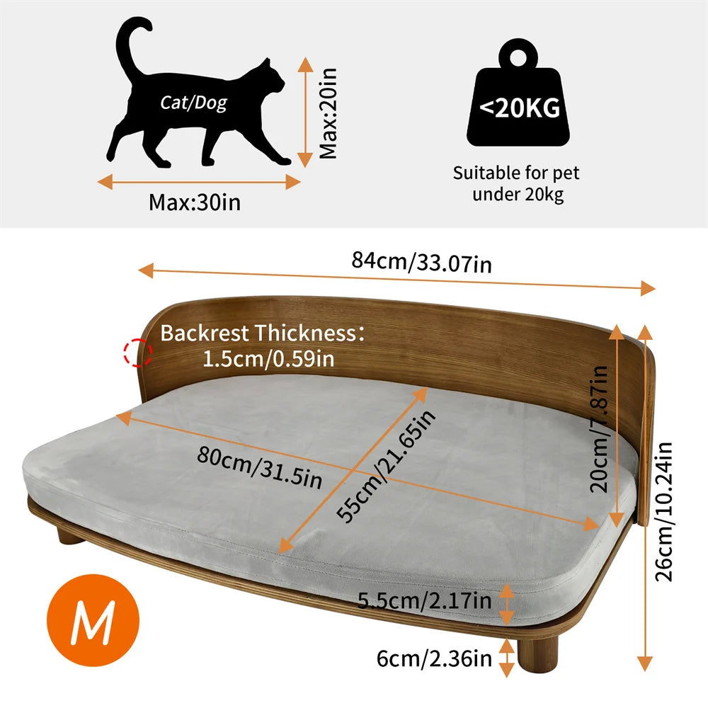 Borwart Premium Wooden Elevated Pet Sofa For Dogs And Cats