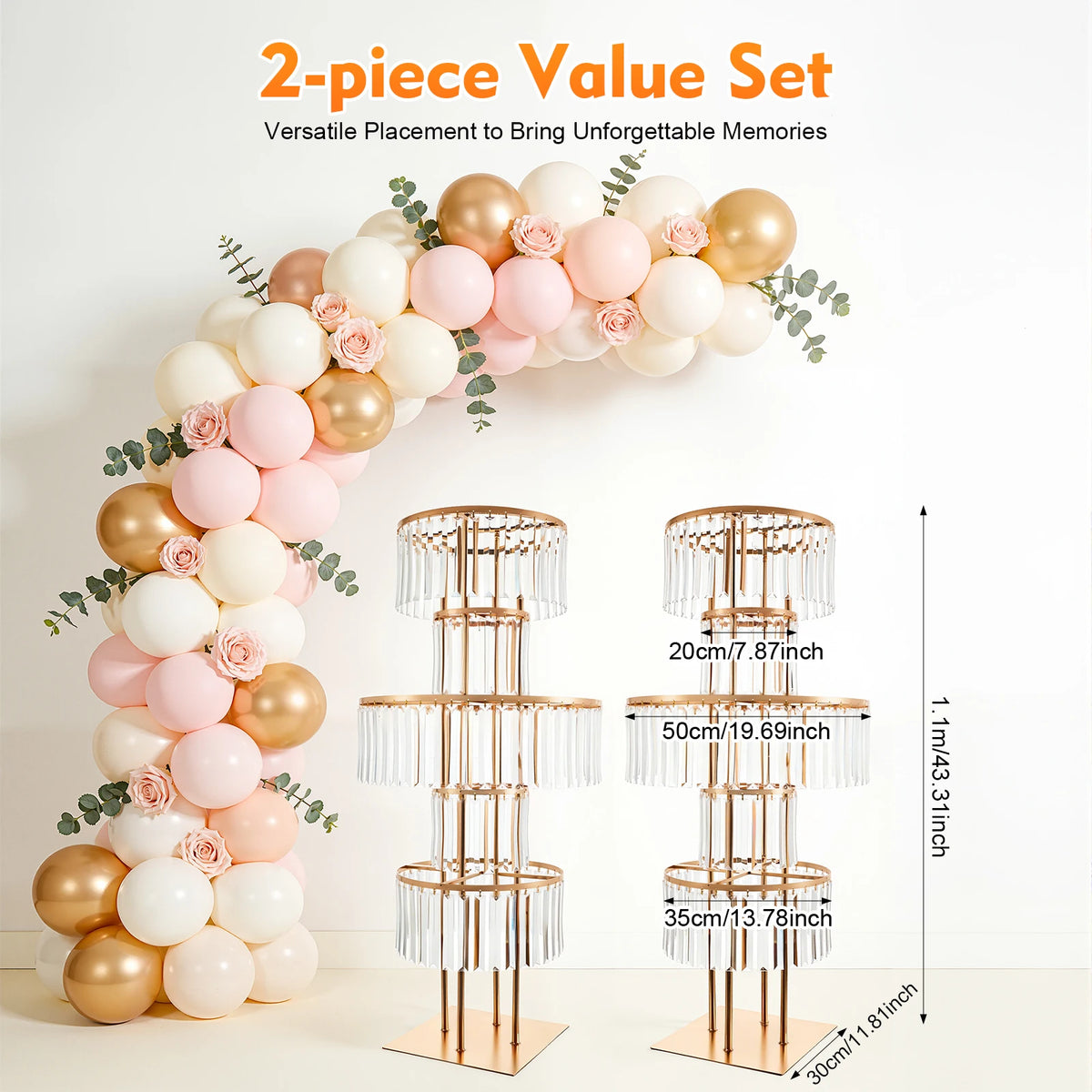 5 Tier Gold Acrylic Wedding Flower Stand Centerpiece