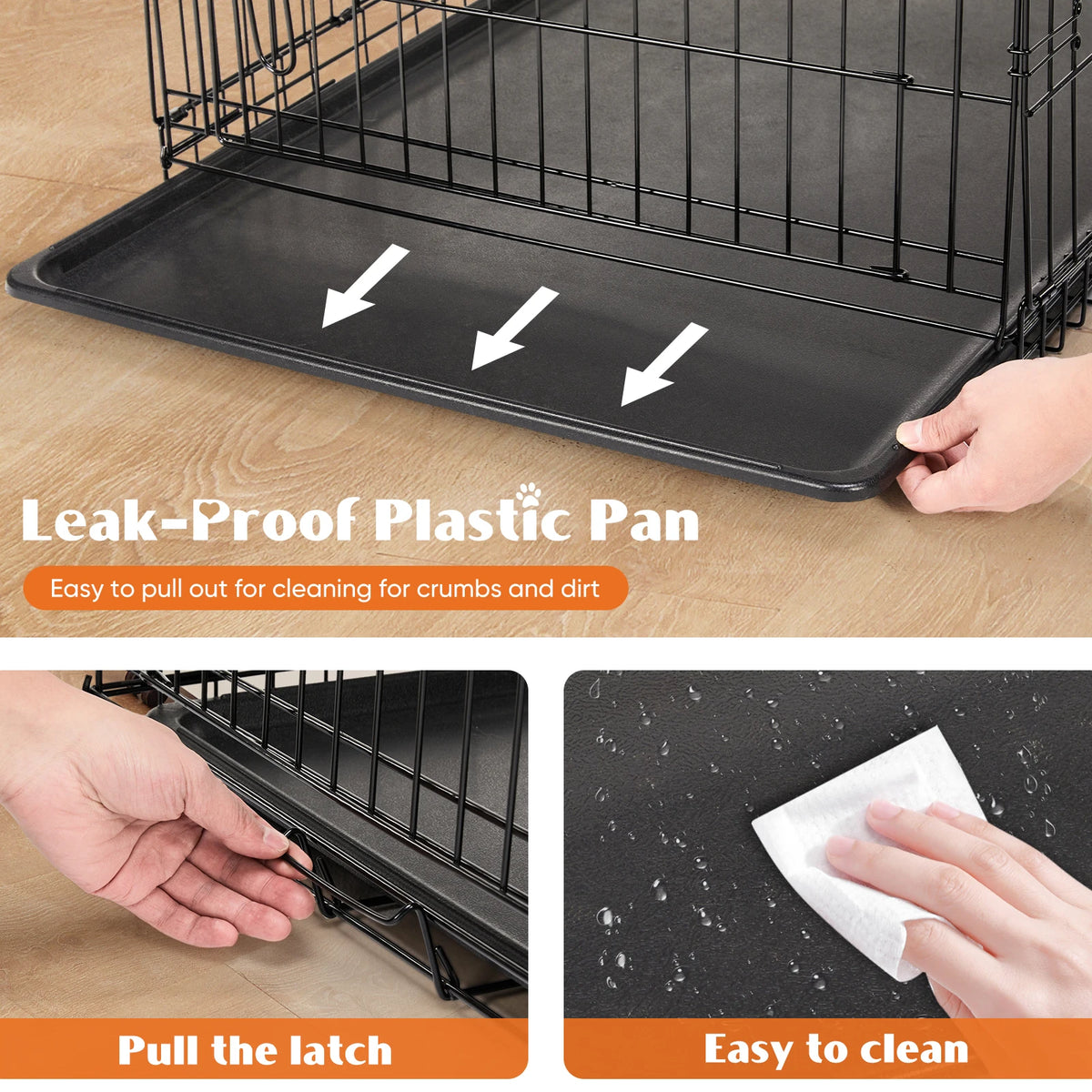 Jhk 48 Inch Double Door Folding Metal Wire Dog Cage