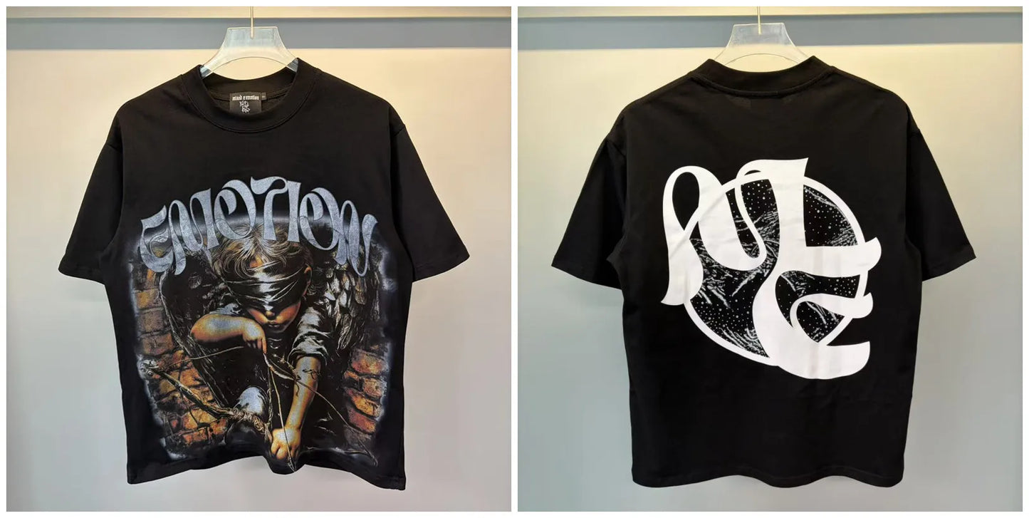 Mixed Emotion Print Cotton T Shirt Men Women Casual Trendy High Street