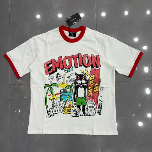 Mixed Emotion Rhinestone Cartoon Print Cotton T Shirt Men Women